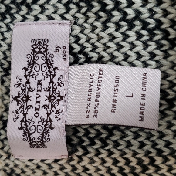 Geometric Print Sweater Open-Front  Cardigan  L - Picture 6 of 12